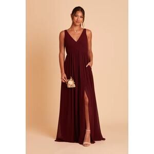 NEW Birdy Grey Laurie Empire Waist Dress in Cabernet Chiffon Size Small